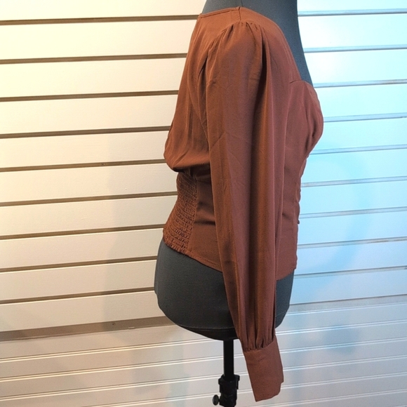 Abercrombie & Fitch Sweetheart Button Down Blouse Brown Size Small NWT - Picture 3 of 8